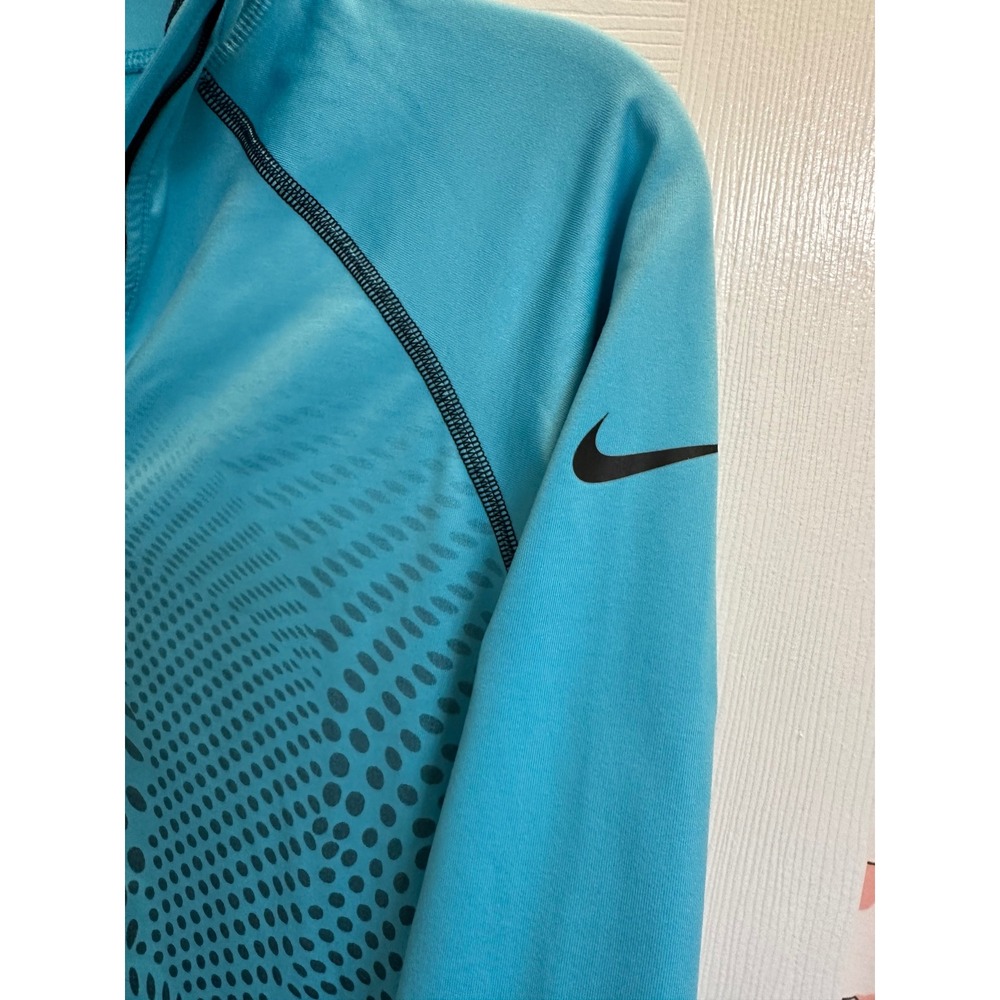 Nike Pro Womens Blue Black Dot Pattern Quarter Zip Long Sleeve Training Top M - Picture 5 of 10